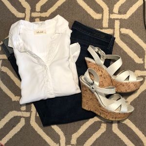 Bella Dahl Classic half button blouse.